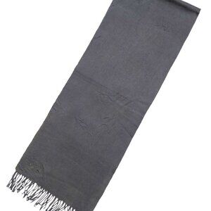 COACH Classic Vintage Solid Gray Horse & Carriage Embroidered Wool Blend Scarf